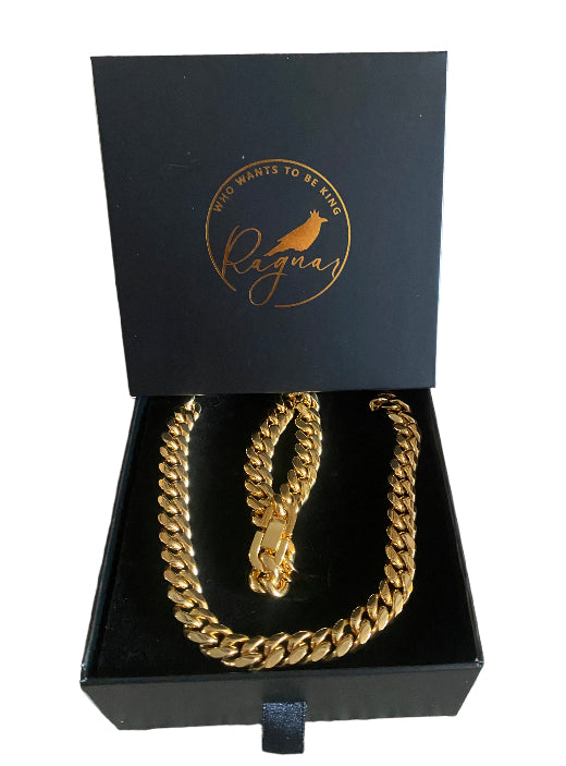 Ragnar 10mm Cuban  link chain and bracket set in gold and silver